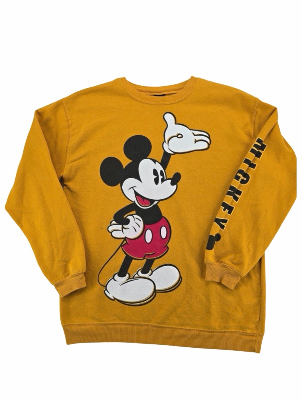 Mickey Mouse Sweatshirt Disney Store Crew Neck Golden Mustard Medium Jerry Leigh
